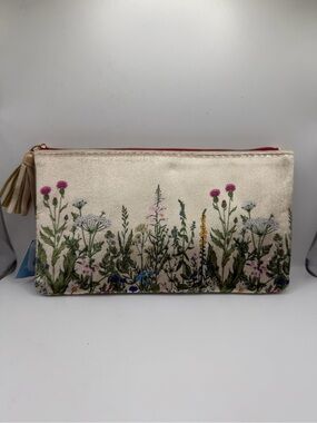NWT Velvet Floral Accessory Bag by Artist's Loft - Zipper Closure